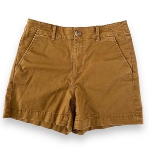 LOFT The Washed Twill Short in Bronze Brown Front Slash Pockets, size 2